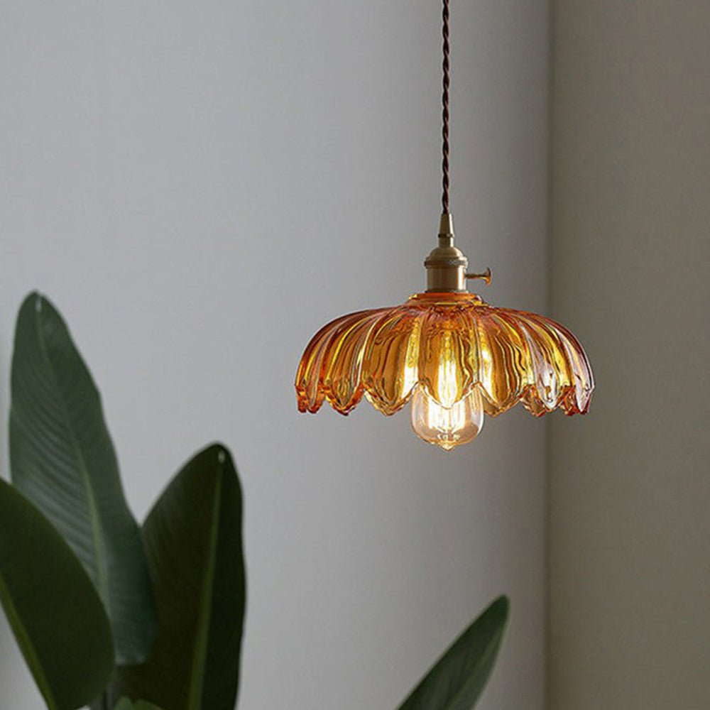 Chic Vintage Glazen Bloem Hanglamp voor een Betoverende Sfeer