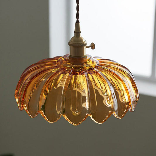 Chic Vintage Glazen Bloem Hanglamp voor een Betoverende Sfeer