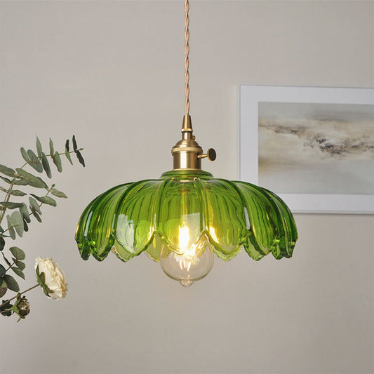 Chic Vintage Glazen Bloem Hanglamp voor een Betoverende Sfeer