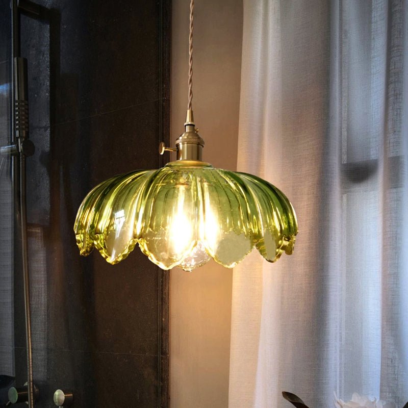 Chic Vintage Glazen Bloem Hanglamp voor een Betoverende Sfeer