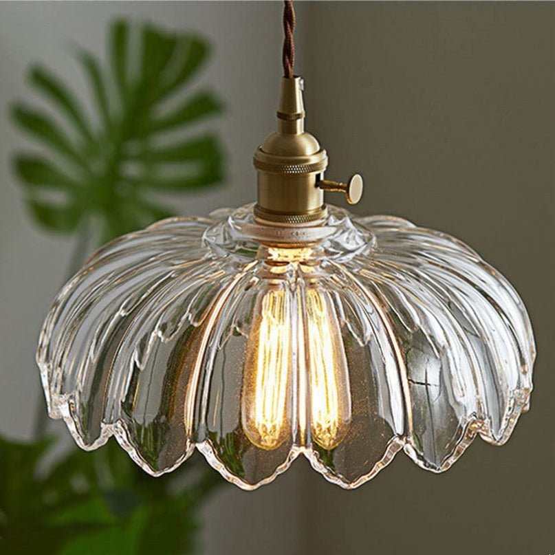 Chic Vintage Glazen Bloem Hanglamp voor een Betoverende Sfeer