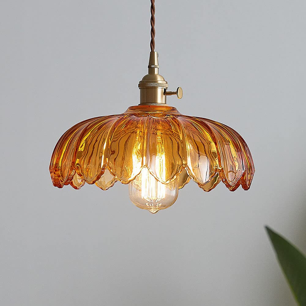 Chic Vintage Glazen Bloem Hanglamp voor een Betoverende Sfeer